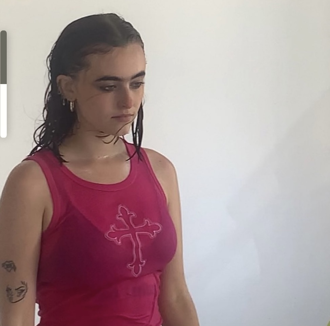 Pink hand-embroidered cross vest
